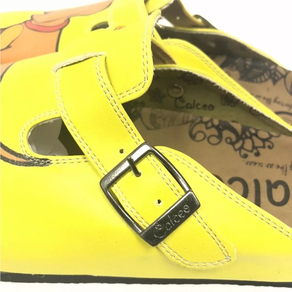 Calceo Yellow Colored And Brown Dachshund Dog Patterned Clogs - Picture 6 of 7